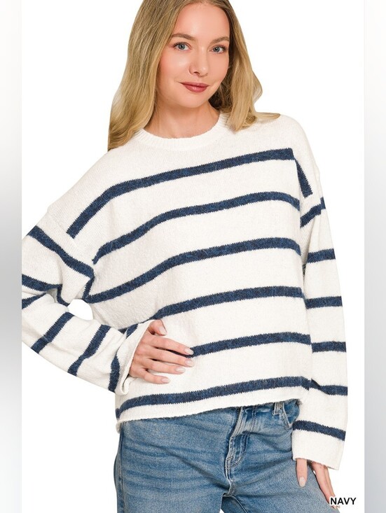 Zenana Outfitters Sweaters - Zenana Wool Blend Striped Sweater
